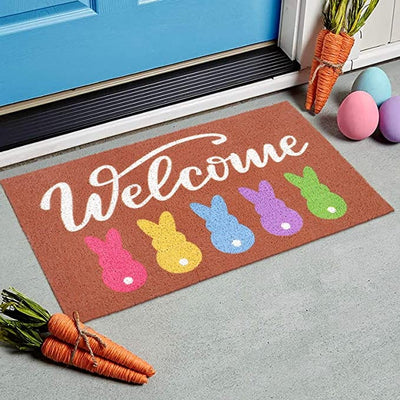 Welcome Doormat Bunny Peeps