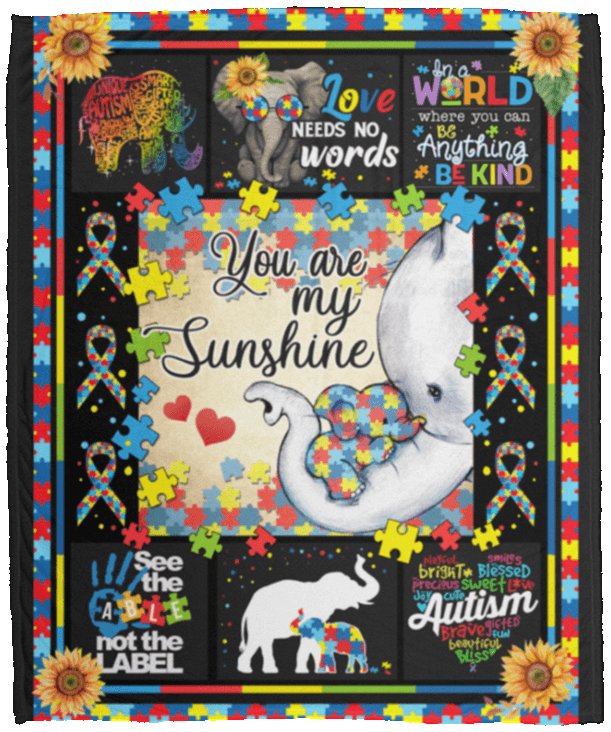 Manta polar y sherpa "You Are My Sunshine" de Elephant Autism