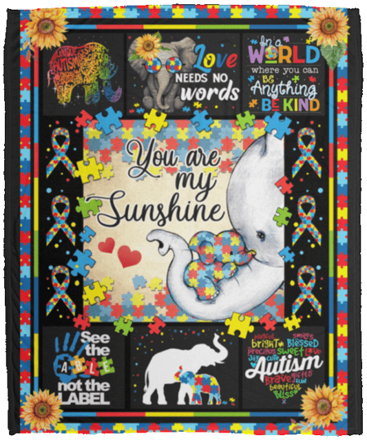 Manta polar y sherpa "You Are My Sunshine" de Elephant Autism