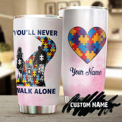 Personalized You Will Never Walk Alone Autism Awareness Tumbler
