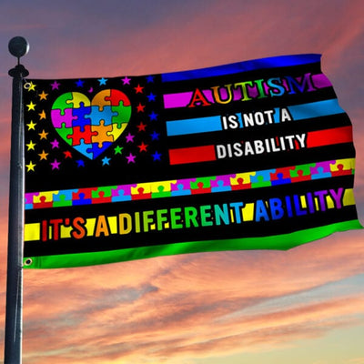 Autism Awareness Autism Is Not A Disability It's A Different Ability Flag