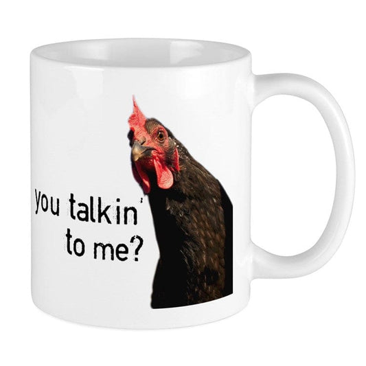 ¿Me estás hablando a mí? Taza divertida con forma de pollo