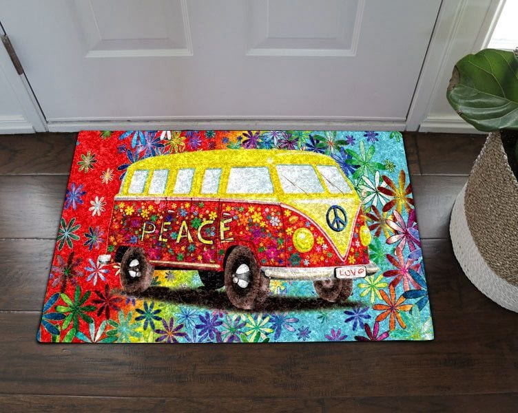 Peace And Love Bus, Hippie Van Hippie Doormat