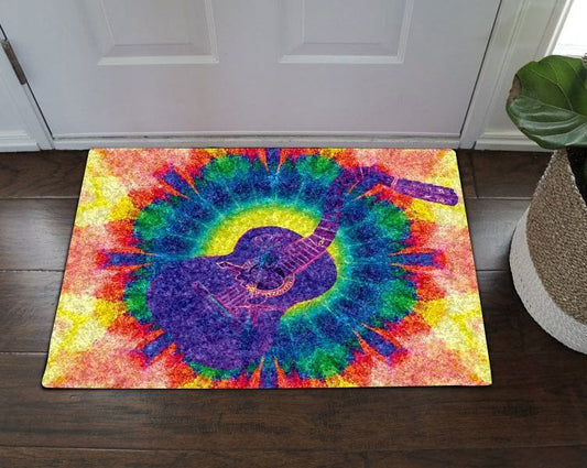 Hippie Guitar And Rose Hippie Doormat