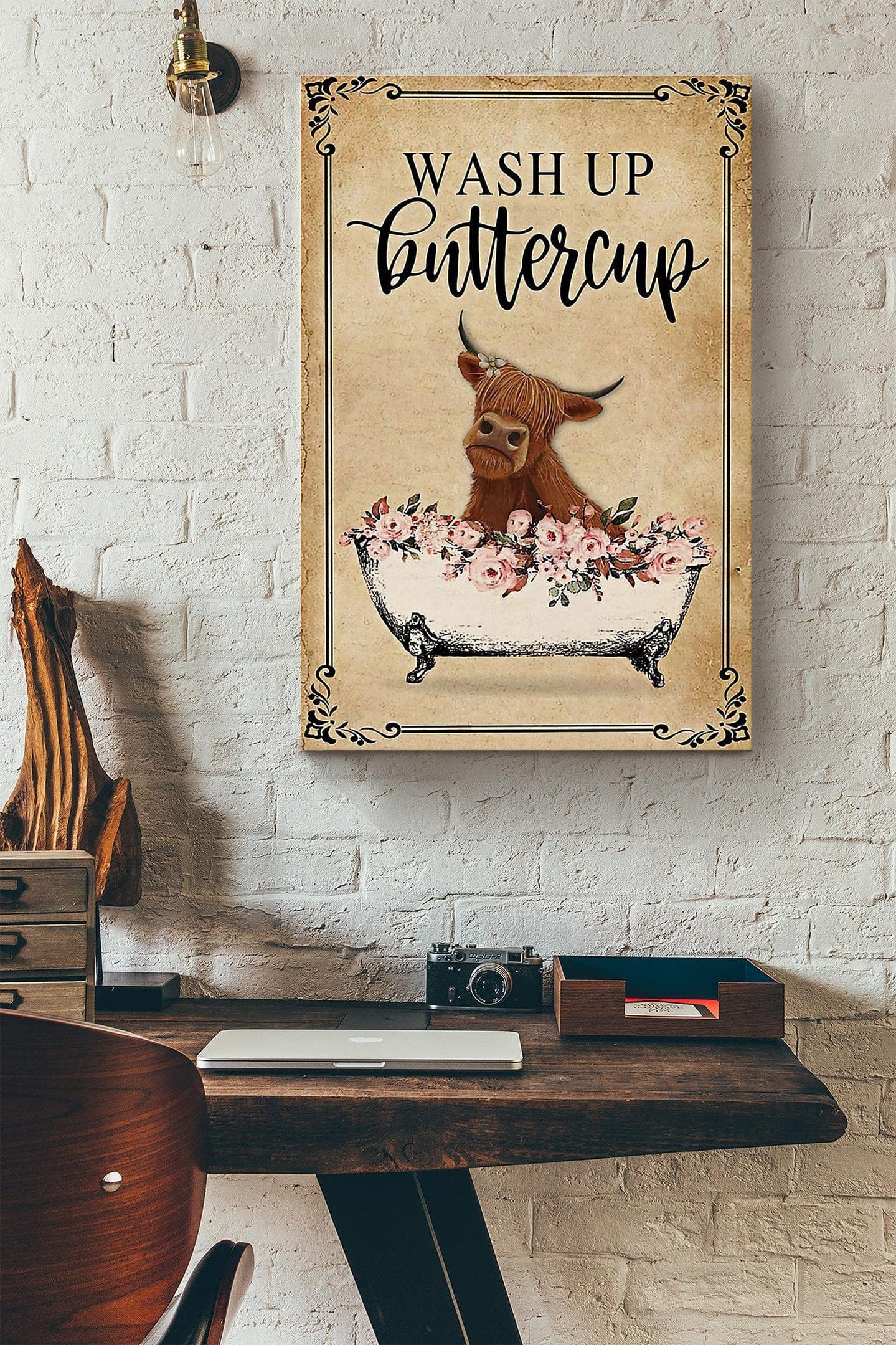 Wash Up Buttercup Highland Cow Poster, Canvas