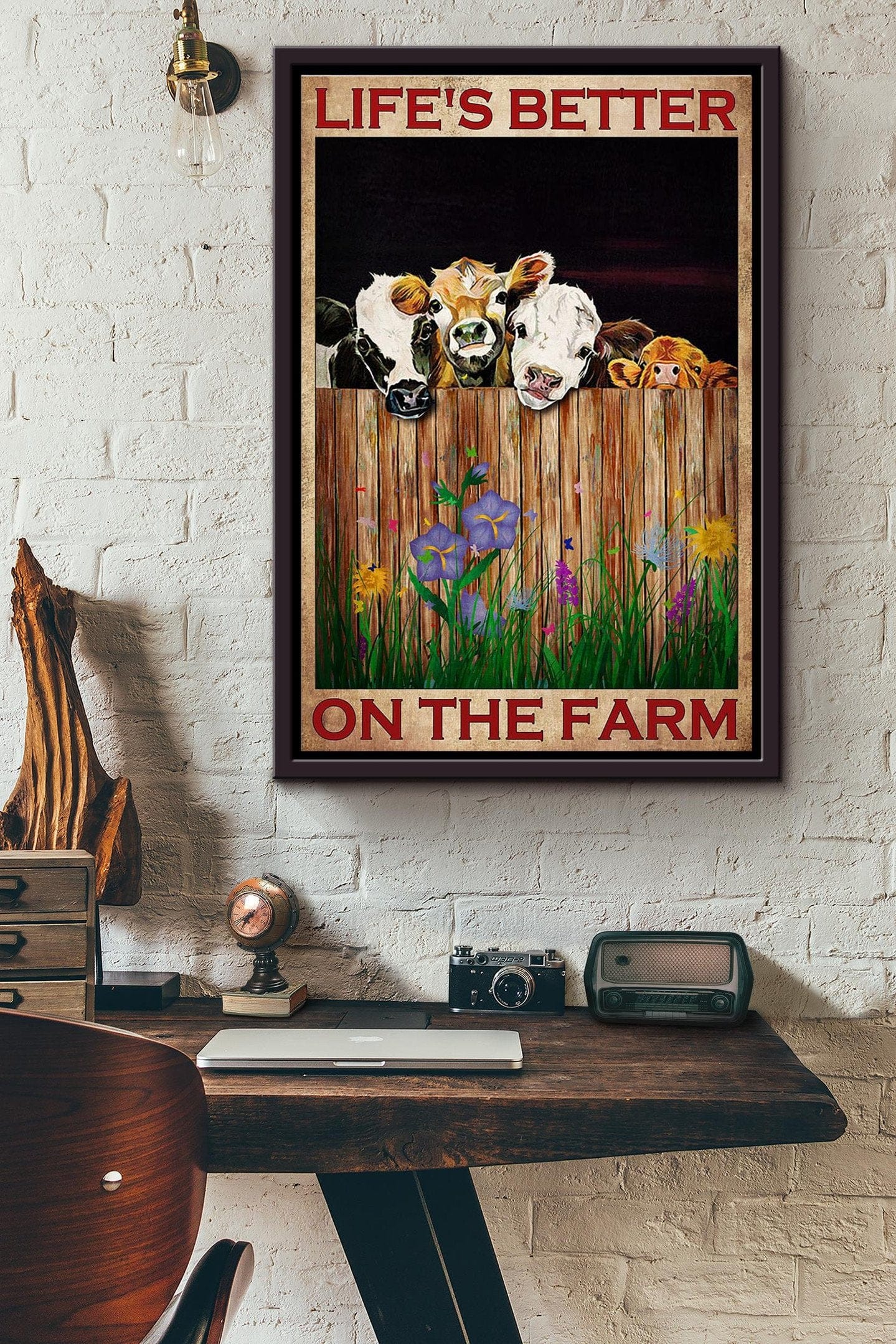 Life Is Better On The Farm With Cow Poster, Canvas