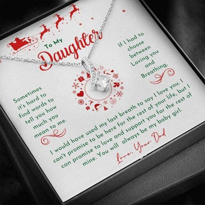 Christmas Alluring Beauty Necklace Dad Gift For Daughter You Will Always Be My Baby Girl Message Card Gift Box