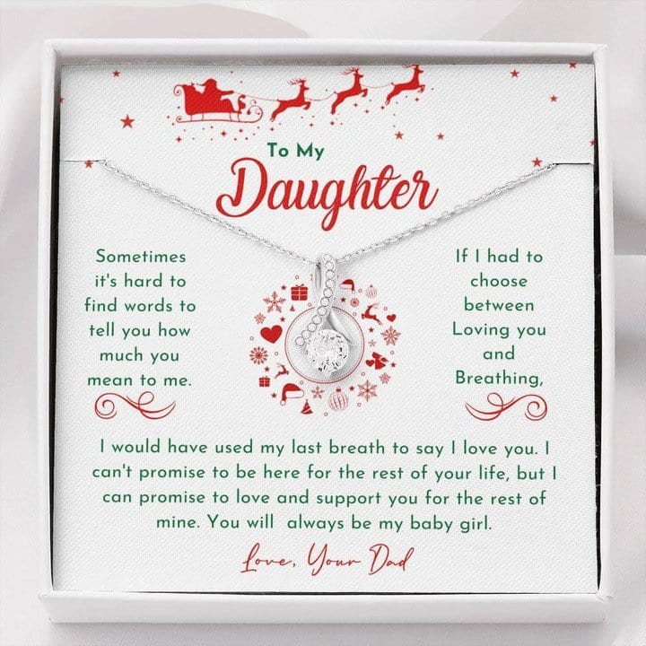 Christmas Alluring Beauty Necklace Dad Gift For Daughter You Will Always Be My Baby Girl Message Card Gift Box