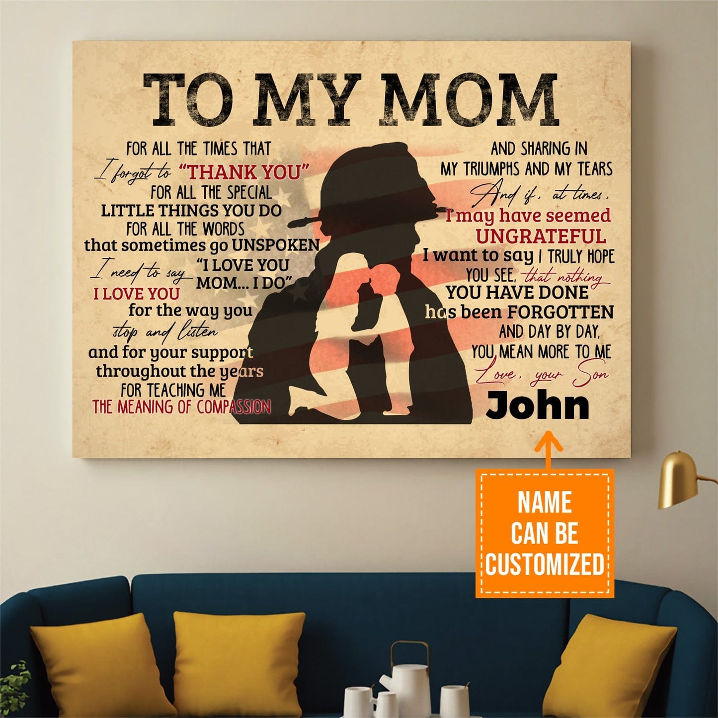 Póster personalizado para mi mamá bombero, lienzo, regalo para mi amada mamá