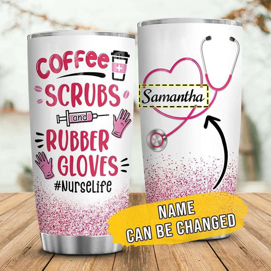 Guantes de goma y exfoliantes de café personalizados Vaso Nurse Life