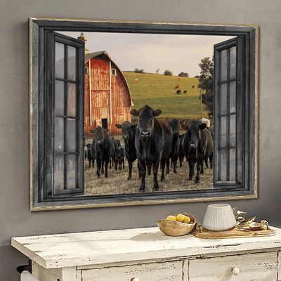 Black Cow Picture Cattle Lover Poster, Canvas