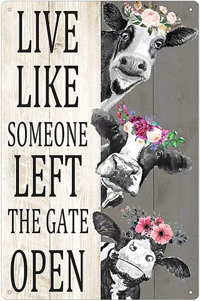 Live Like Someone Left The Gate Open Funny Milk Cow Poster, Canvas