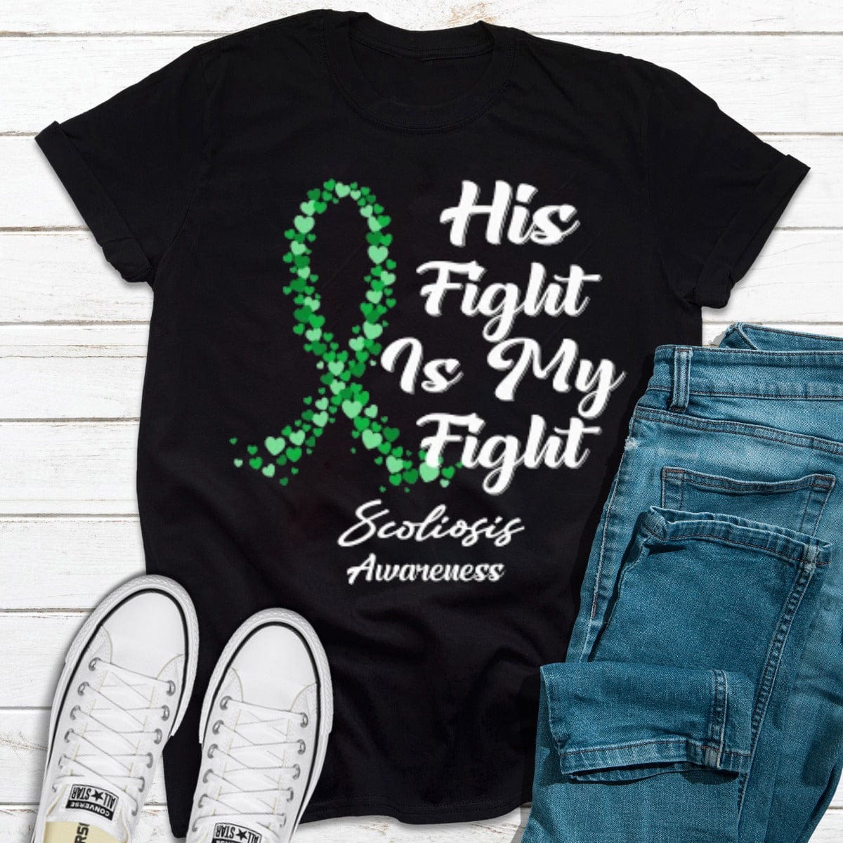 His Fight Is My Fight Scoliosis Awareness Shirt
