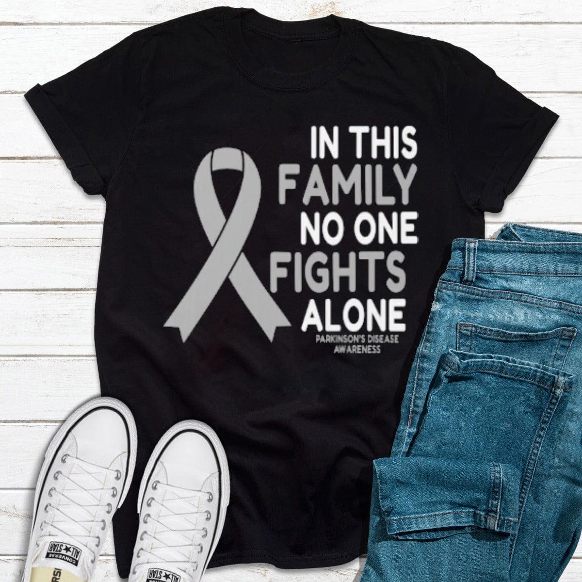 In This Family No One Fights Alone Parkinson's Disease Awareness Shirt