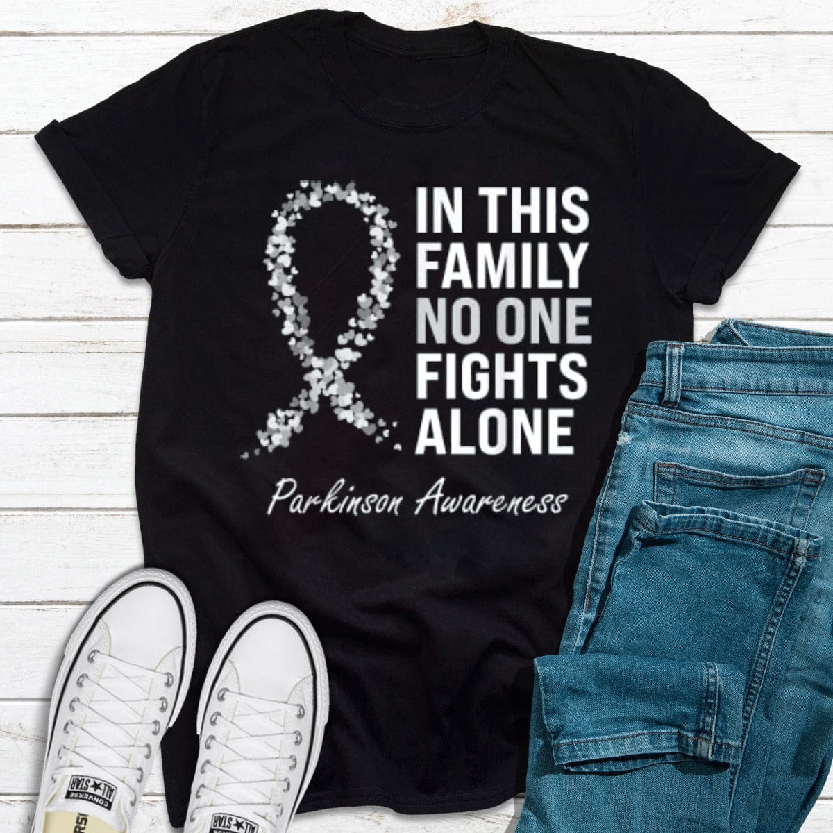 In This Family No One Fights Alone Parkinson Awareness Shirt
