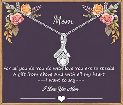 Collar de plata atractivo para mamá, joyería para el cumpleaños del día de la madre: por todo lo que haces con amor, un regalo de arriba y con todo mi corazón