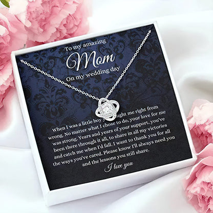 Para mi increíble mamá en el día de mi boda Collar Madre del novio Regalo de hijo: Gracias por todas las formas en que te has preocupado Te amo