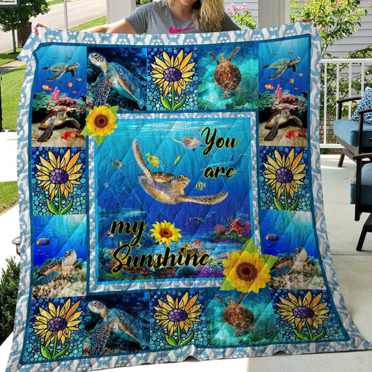 Manta de polar y sherpa con diseño de tortuga "You Are My Sunshine"