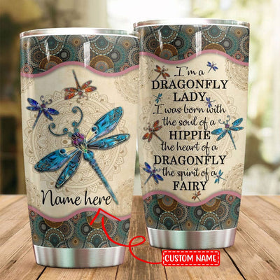 Personalized I'm A Dragonfly Lady Dragonfly Tumbler
