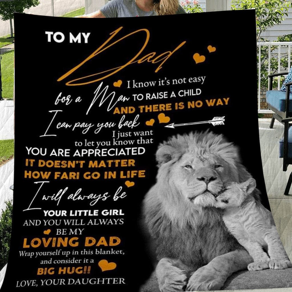 To My Dad Lion Father's Day Fleece & Sherpa Blanket