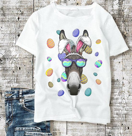 Camisetas divertidas de Pascua con orejas de conejo de Pascua y burro