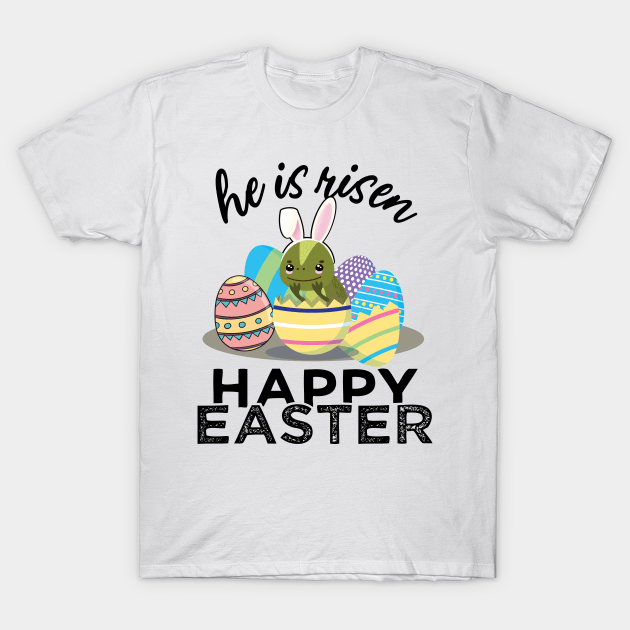 Cute Iguana Lizard Bunny Ears He Is Risen Happy Easter Shirt