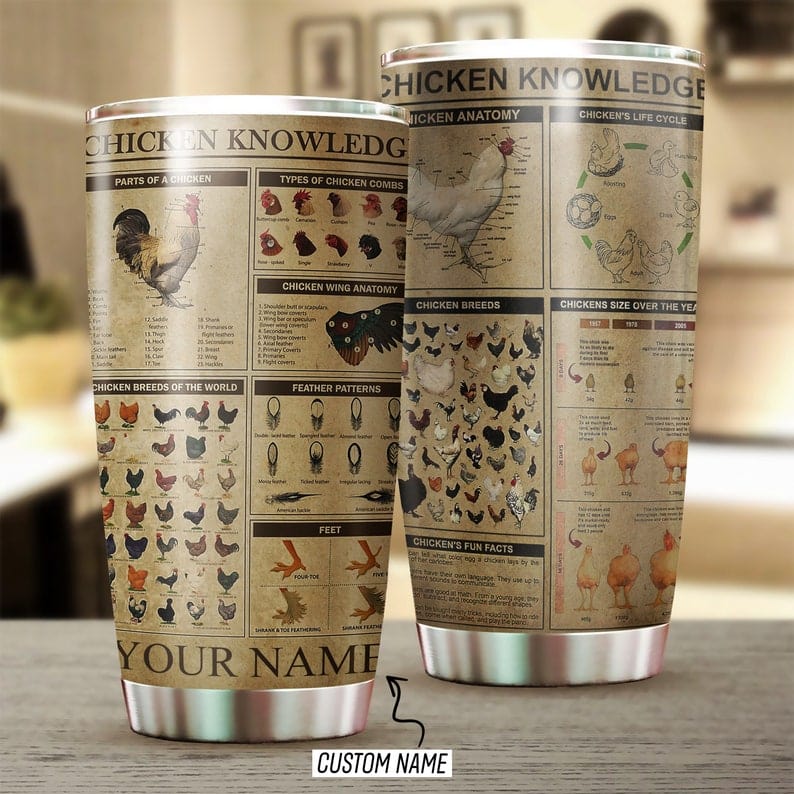 Vaso personalizado con conocimientos sobre pollos