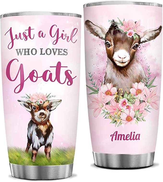 Personalized Just A Girl Who Loves Goats Floral Tumbler