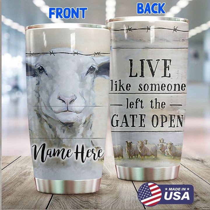 Personalized Live Like Someone Left The Gate Open Sheep Tumbler