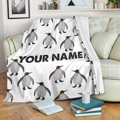 Personalized Penguins Fleece & Sherpa Blanket
