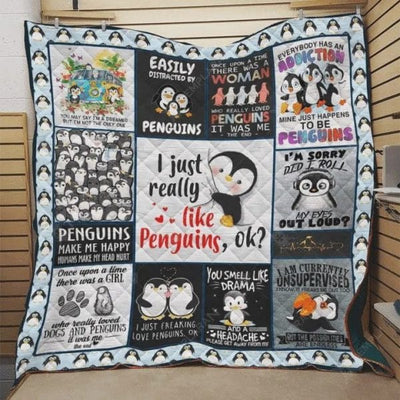 I Just Really Like Penguin Okay Fleece & Sherpa Blanket