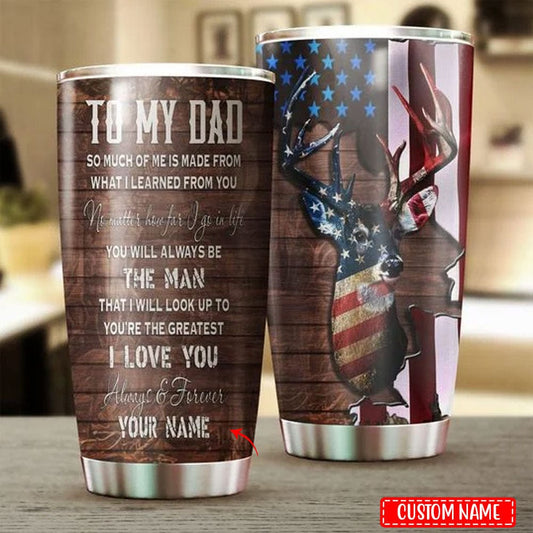 Vaso personalizado para el Día del Padre con diseño de caza de ciervos para mi papá