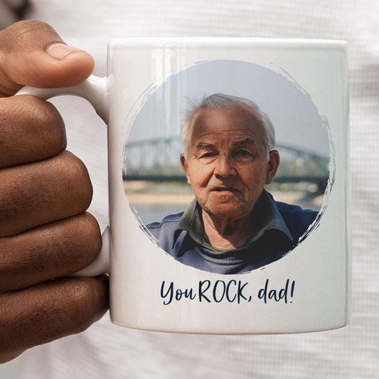 Taza personalizada con foto del Día del Padre "You Rock"