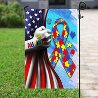 Autism American Awareness House & Garden Flag, Puzzle Piece Ribbon