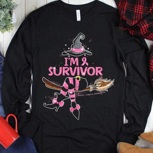 Sudadera con capucha y camiseta de Halloween con texto "Soy una superviviente del cáncer de mama"