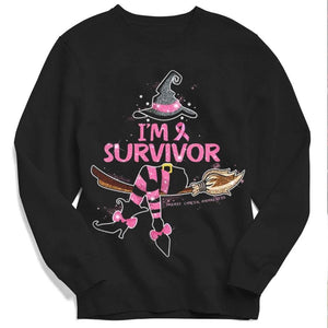 Sudadera con capucha y camiseta de Halloween con texto "Soy una superviviente del cáncer de mama"