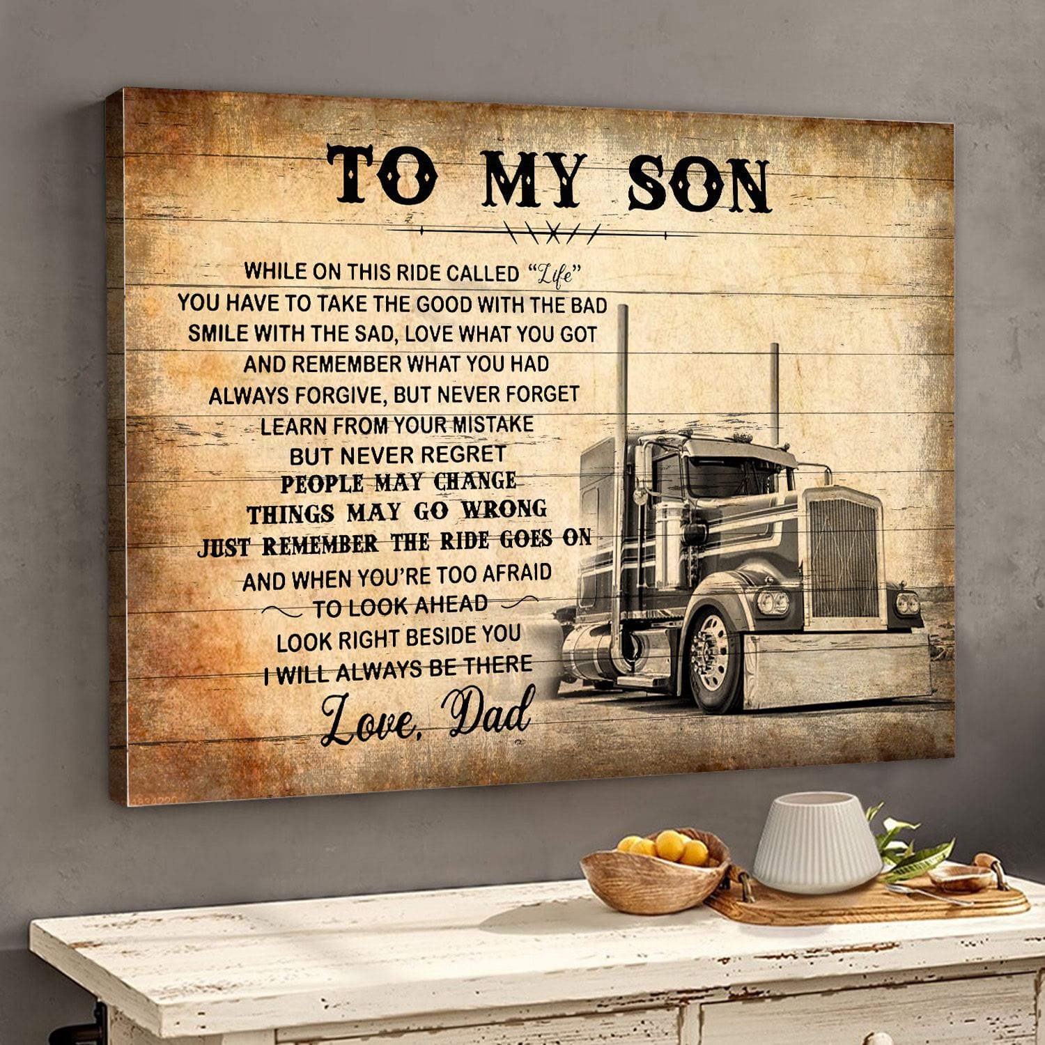 To My Son Love From Dad While On This Ride Called Motorcycle Poster, Canvas