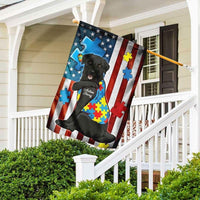 Autism Strong Black Labrador Dog Flag, Puzzle Piece, Autism American Awareness Flag, House & Garden Flag