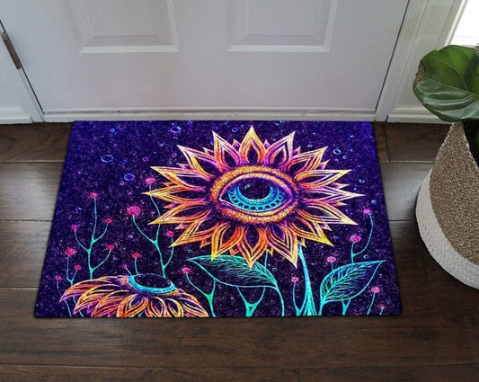 Hippie Sunflower Eye Hippie Doormat