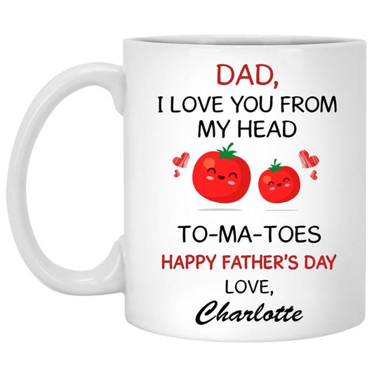 Regalo personalizado para papá, taza del día del padre con el amor de mi cabeza