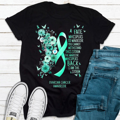 Butterfly Teal Ribbon I Am The Storm Ovarian Cancer Awareness Shirt