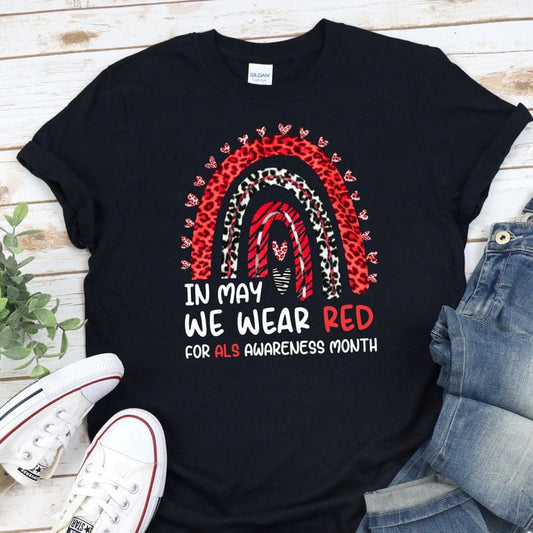 Camiseta Arcoíris rojo En mayo usamos rojo para concienciar sobre la ELA