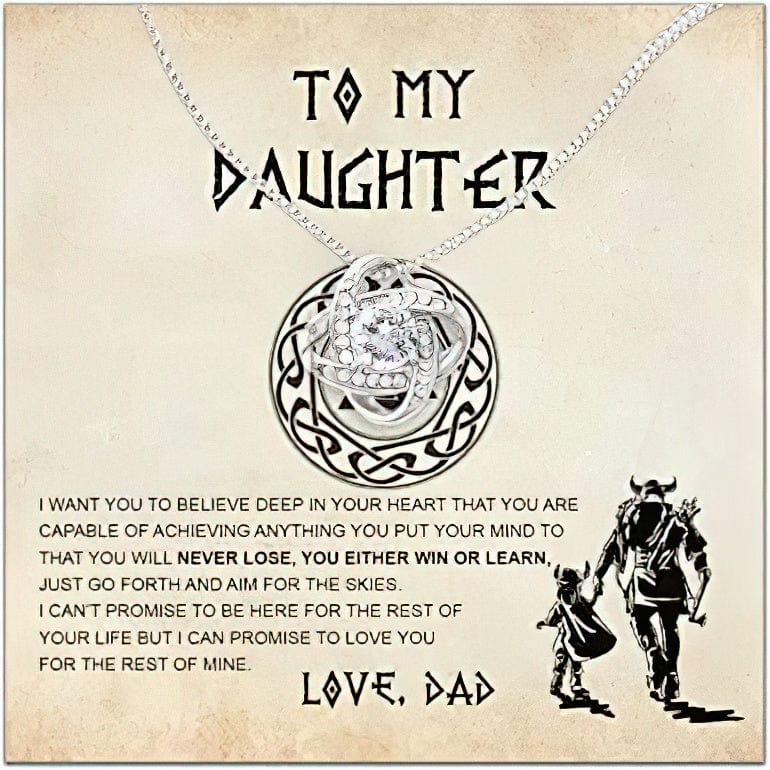 To My Daughter Necklace From Dad - Viking You Will Never Lose, You Either Win Or Learn