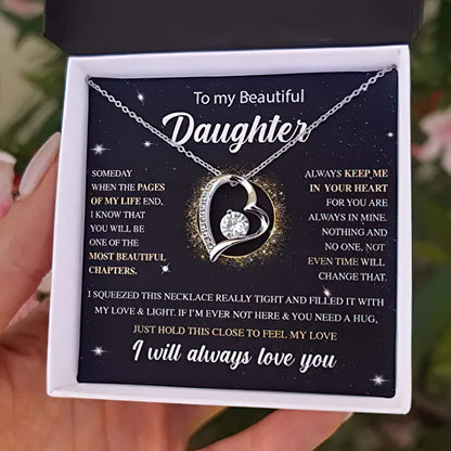 Collar para mi hermosa hija: si alguna vez no estoy aquí y necesitas un abrazo, solo abrázalo fuerte para sentir que mi amor siempre te amará
