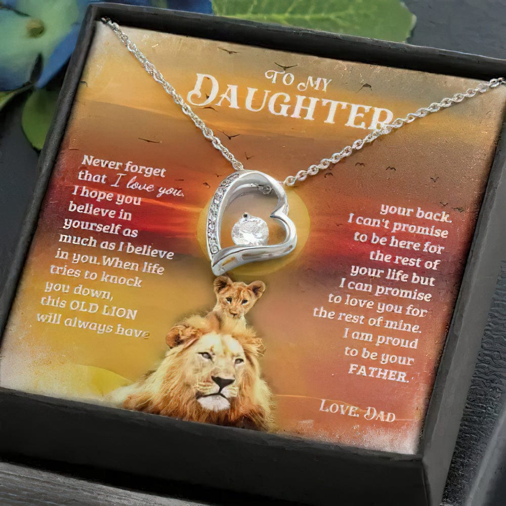 To My Daughter Double Heart Necklace Lion Dad - Never Forget That I Love You Hope You Believe In Yourself As Much As I Believe In You