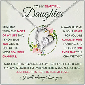 To My Beautiful Daughter Necklace - If I'm Ever Not Here And You Need A Hug, Just Hold This Tight To Feel My Love