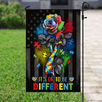 It's Ok To Be Different, Puzzle Piece Rose, Autism Awareness Flag, House & Garden Flag