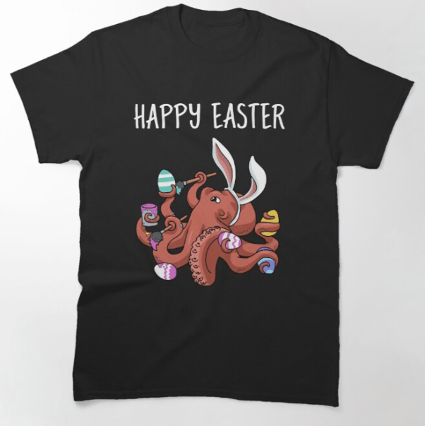 Camiseta de pulpo feliz pascua