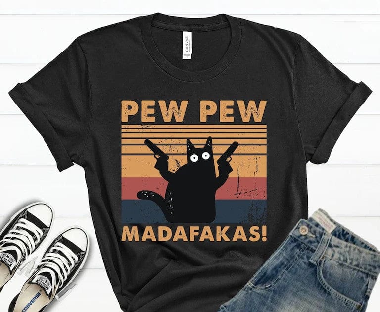 Pew Pew Madafakas Black Cat Shirt