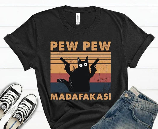 Pew Pew Madafakas Black Cat Shirt